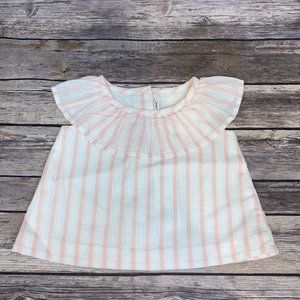 Janie and Jack Striped Top with Gold Button Back